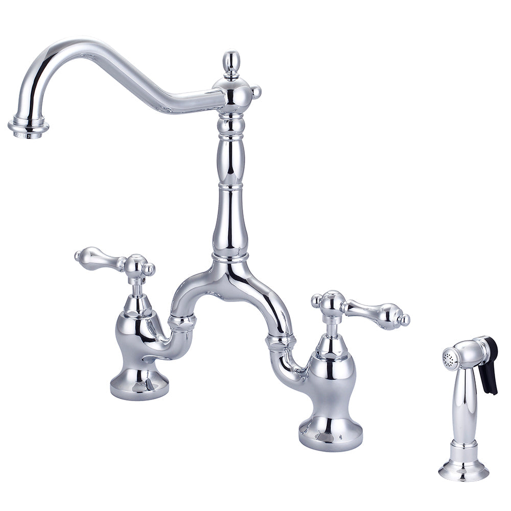 Carlton Kitchen Bridge Faucet with Metal Lever Handles