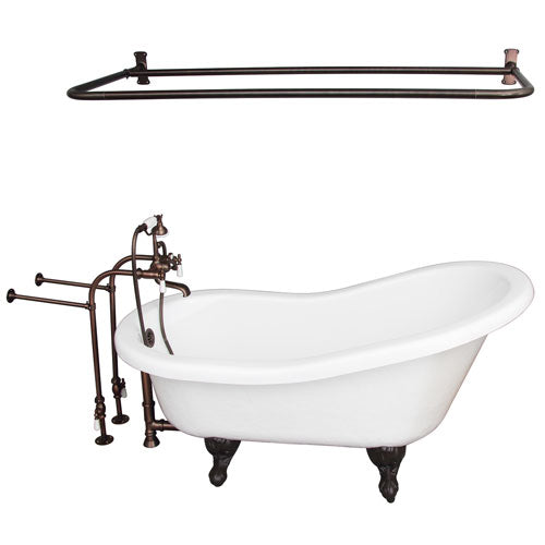 Estelle 60″ Acrylic Slipper Tub Kit in White – Oil Rubbed Bronze Accessories