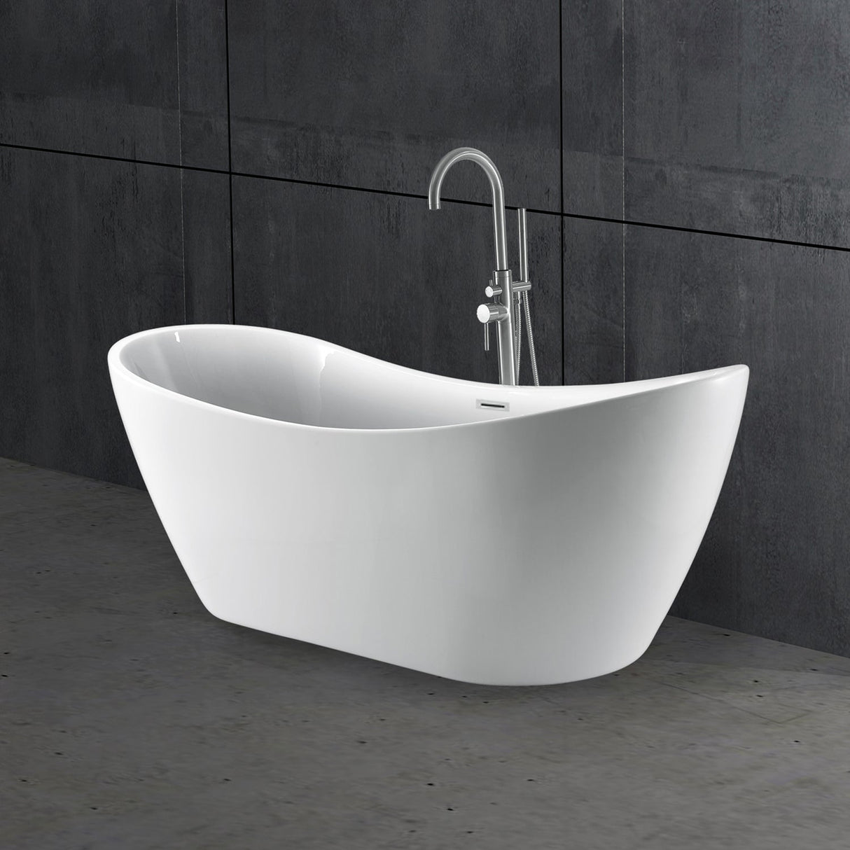 Nyx 72" Acrylic Double Slipper Tub with Integral Drain and Overflow
