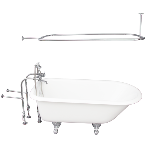 Brocton 65″ Cast Iron Roll Top Tub Kit – Polished Chrome Accessories
