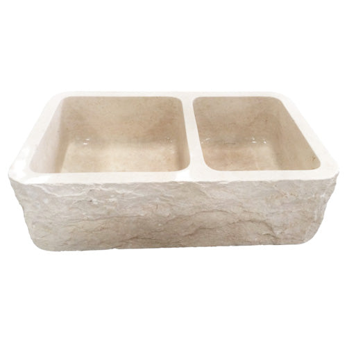 Ranier Double Bowl Marble Apron-Front Sink