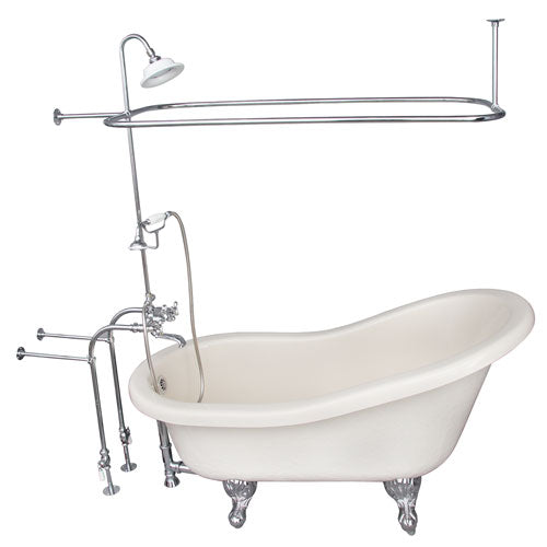 Estelle 60″ Acrylic Slipper Tub Kit in Bisque – Polished Chrome Accessories