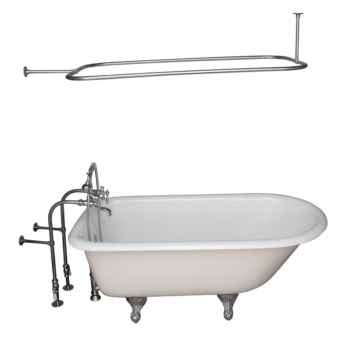 Antonio 55" Cast Iron Roll Top Tub Kit-Polished Chrome Accessories