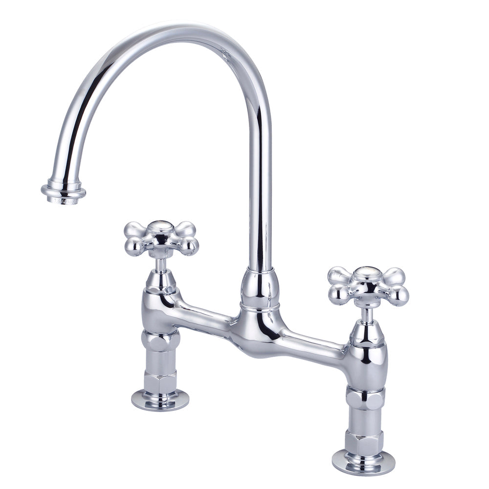 Harding Kitchen Bridge Faucet with Metal Cross Handles