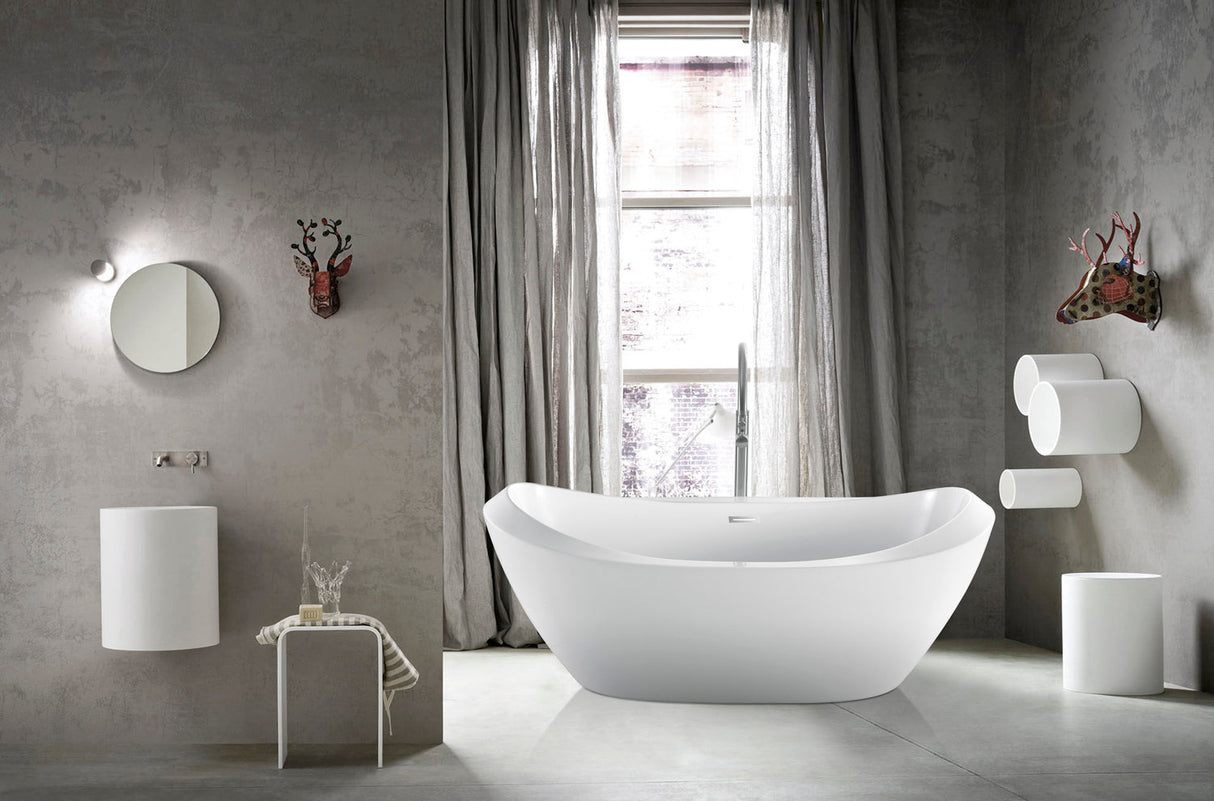 Naomi 67" Acrylic Double Slipper Tub with Integral Drain and Overflow
