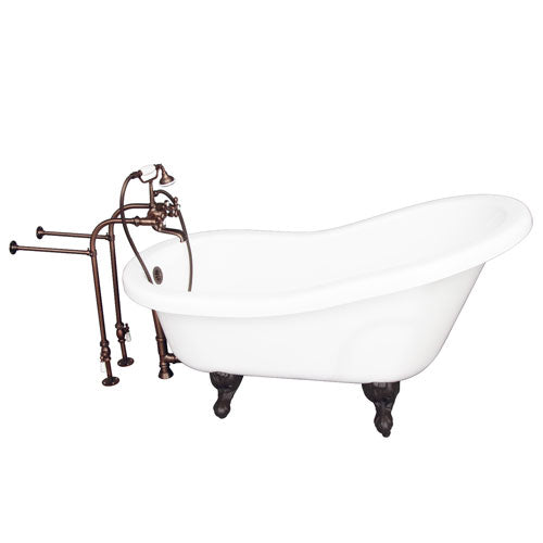 Isadora 67″ Acrylic Slipper Tub Kit in White – Oil Rubbed Bronze Accessories