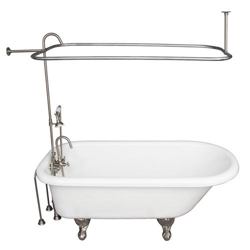 Atlin 67″ Acrylic Roll Top Tub Kit in White – Brushed Nickel Accessories