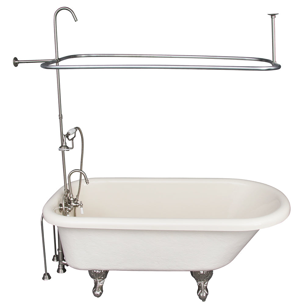 Andover 60″ Acrylic Roll Top Tub Kit in Bisque – Brushed Nickel Accessories