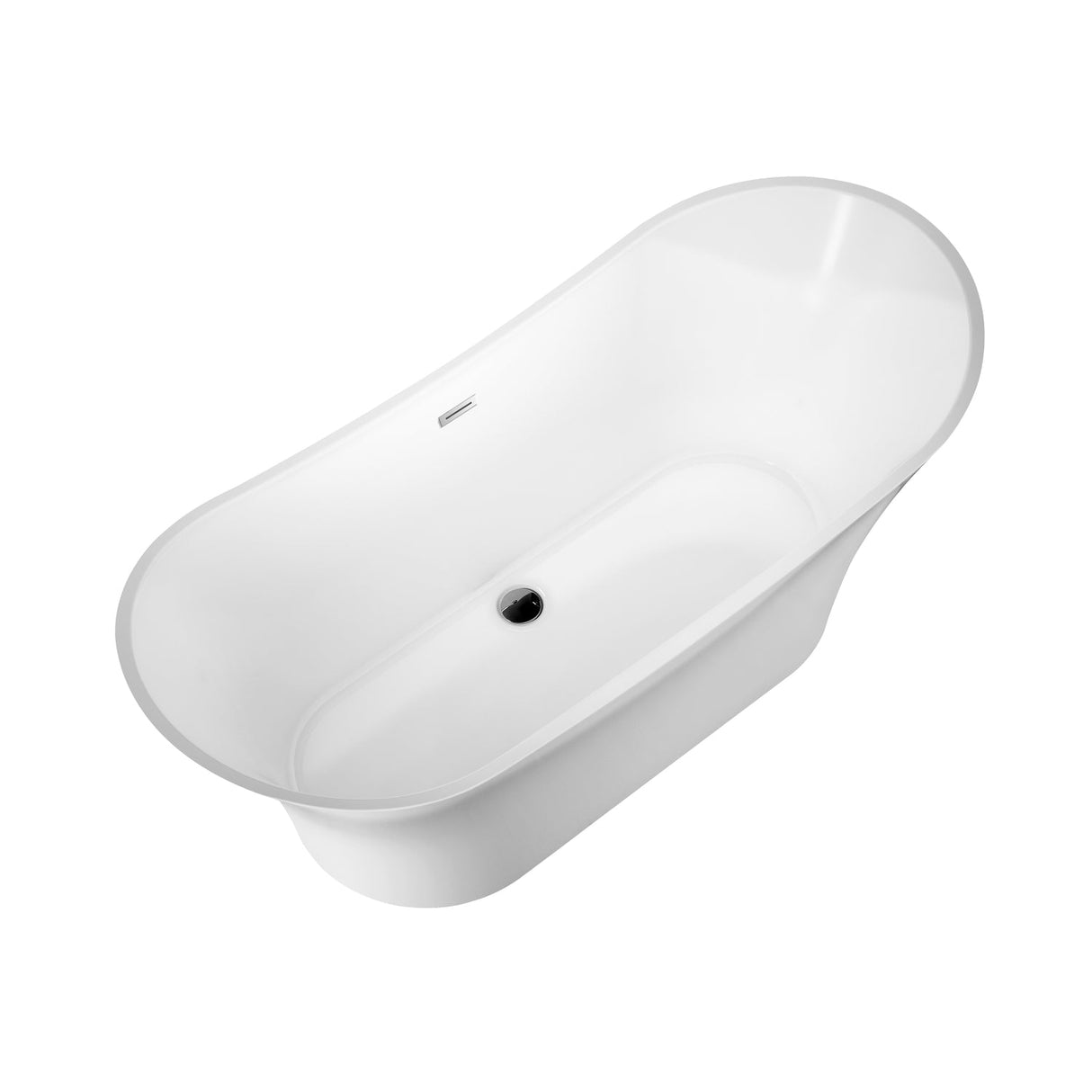 Noreen 69" Acrylic Double Slipper Tub with Integrated Drain and Overflow