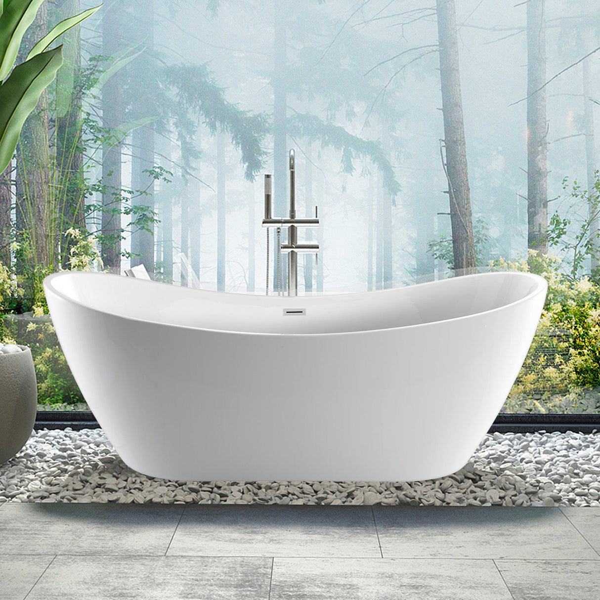 Nyx 72" Acrylic Double Slipper Tub with Integral Drain and Overflow