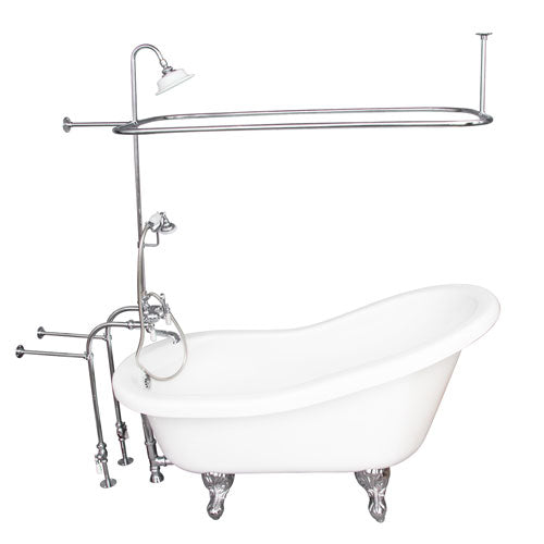 Fillmore 60″ Acrylic Slipper Tub Kit in White – Polished Chrome Accessories
