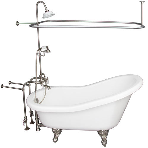 Fillmore 60″ Acrylic Slipper Tub Kit in White – Brushed Nickel Accessories