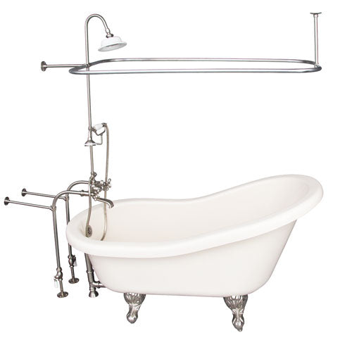 Fillmore 60″ Acrylic Slipper Tub Kit in Bisque – Brushed Nickel Accessories