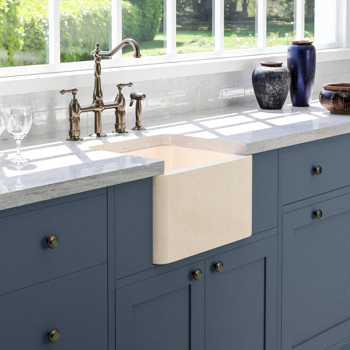 Cather Single Bowl Marble Apron-Front Sink