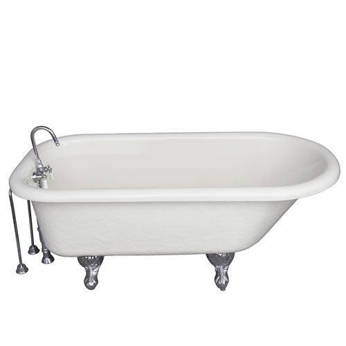 Andover 60″ Acrylic Roll Top Tub Kit in Bisque – Polished Chrome Accessories