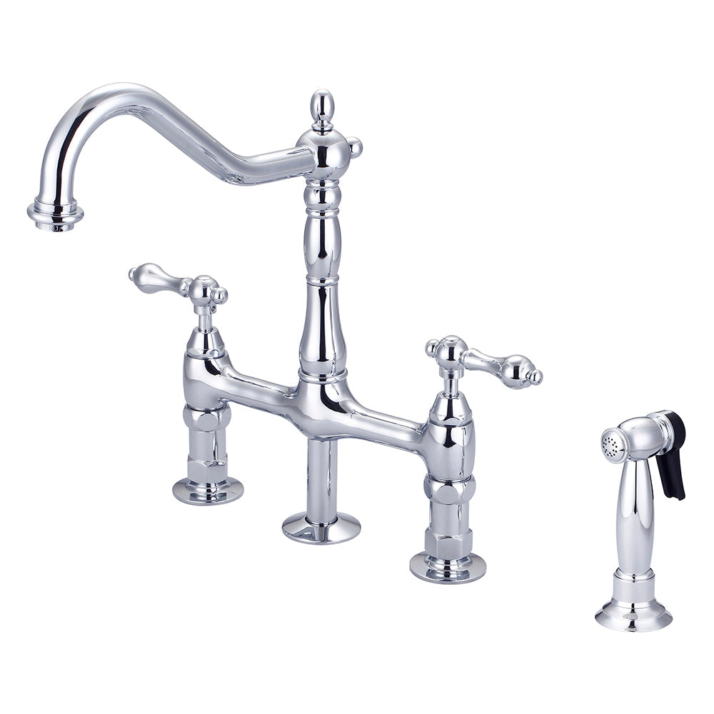 Emral Kitchen Bridge Faucet with Metal Lever Handles