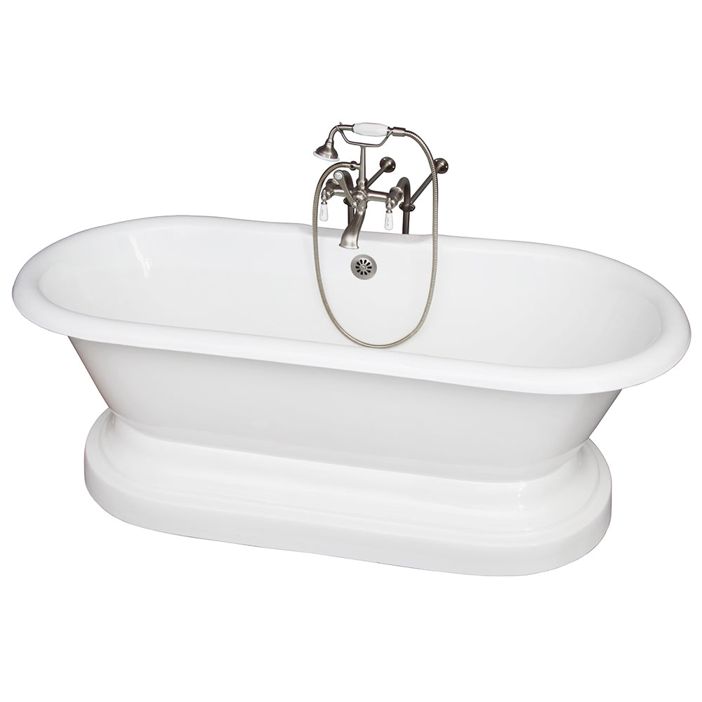 Columbus 61″ Cast Iron Double Roll Top Tub Kit – Brushed Nickel Accessories