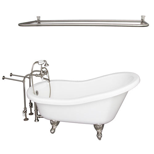 Isadora 67″ Acrylic Slipper Tub Kit in White – Brushed Nickel Accessories