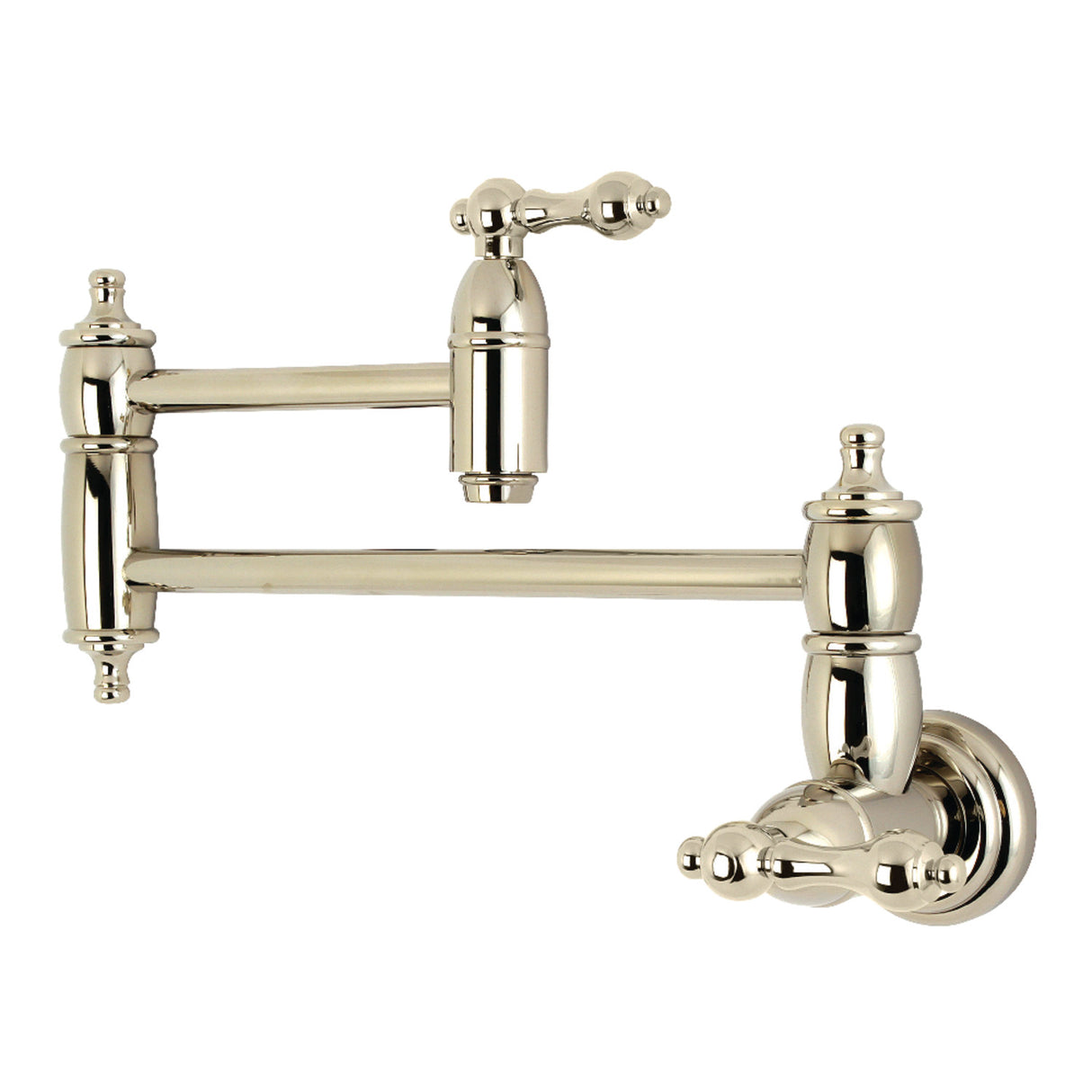 Kingston Brass KS3106AL Restoration Wall Mount Pot Filler Kitchen Faucet, Polished Nickel