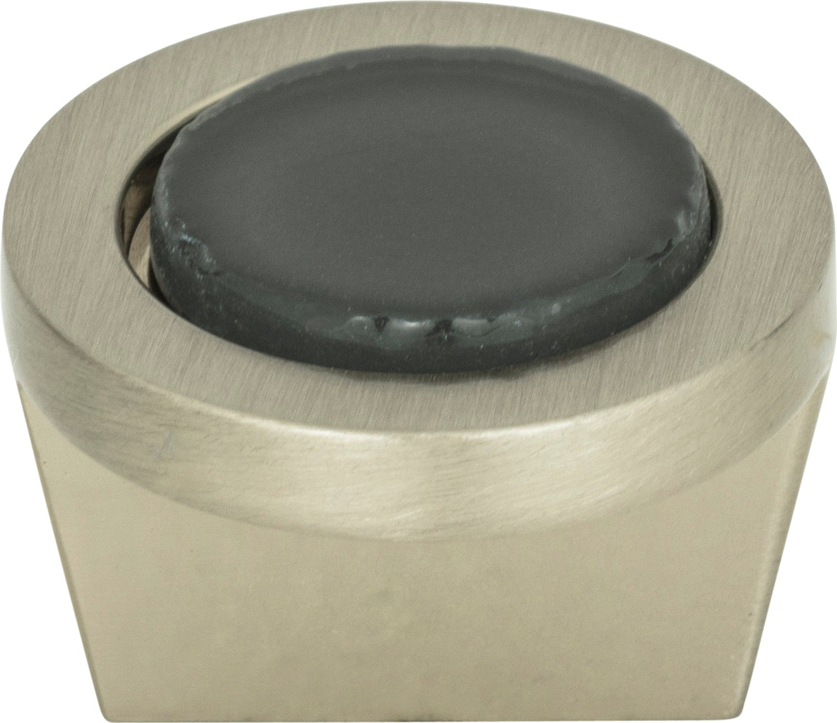 Atlas Homewares Spa Black Round Knob 1 1/4 Inch Brushed Nickel