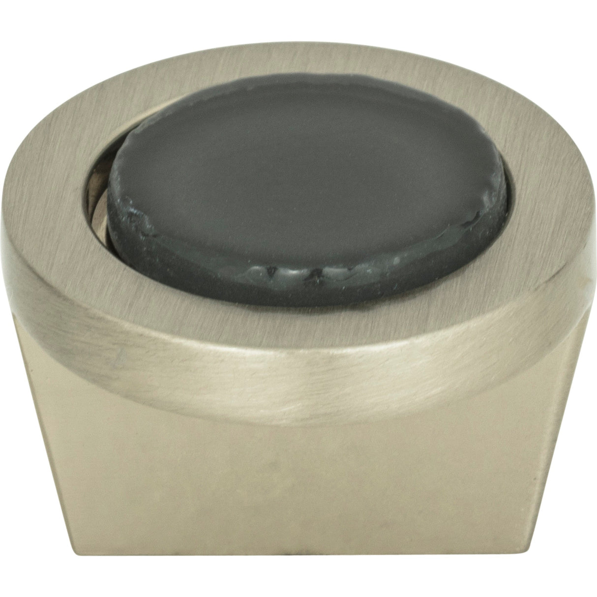 Atlas Homewares Spa Black Round Knob 1 1/4 Inch Brushed Nickel