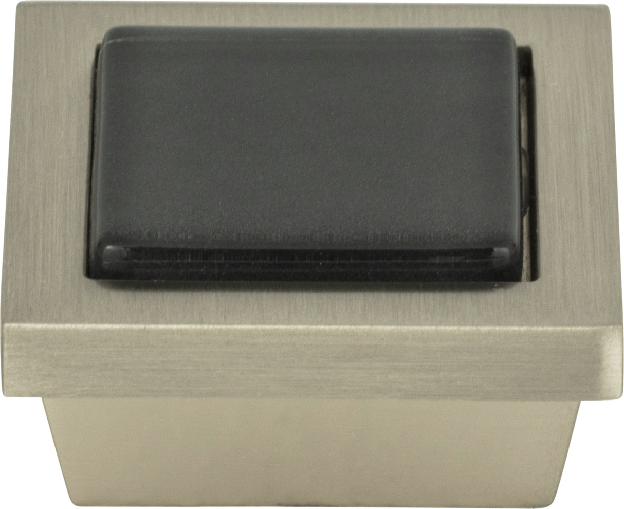 Atlas Homewares Spa Black Square Knob 1 3/8 Inch Brushed Nickel