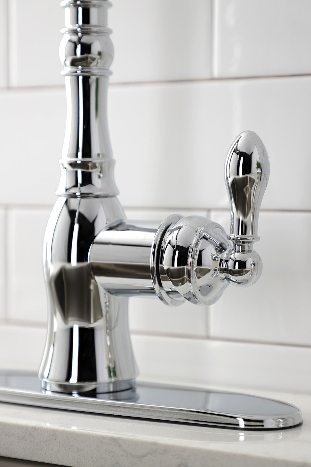 Gourmetier GSY7701ACLBS American Classic Single Handle Kitchen Faucet with Brass Sprayer, Polished Chrome