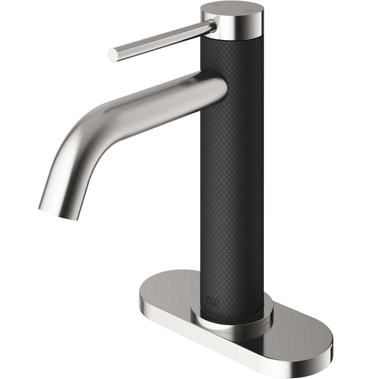 VIGO Madison Single Hole cFiberÂ© Bathroom Faucet And Deck Plate in Brushed Nickel VG01044BNK1