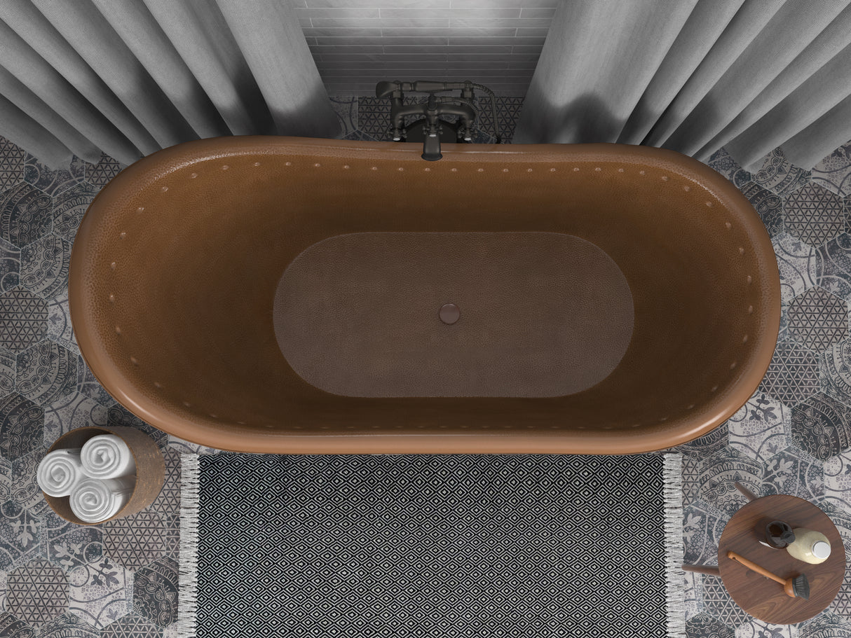 ANZZI BT-017 Sivas 66 in. Handmade Copper Slipper Clawfoot Non-Whirlpool Bathtub in Hammered Antique Copper