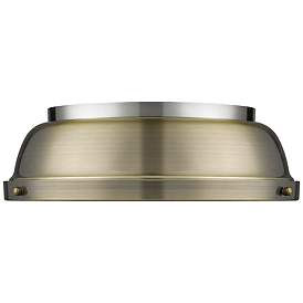 Duncan 14" Flush Mount in Pewter with an Aged Brass Shade