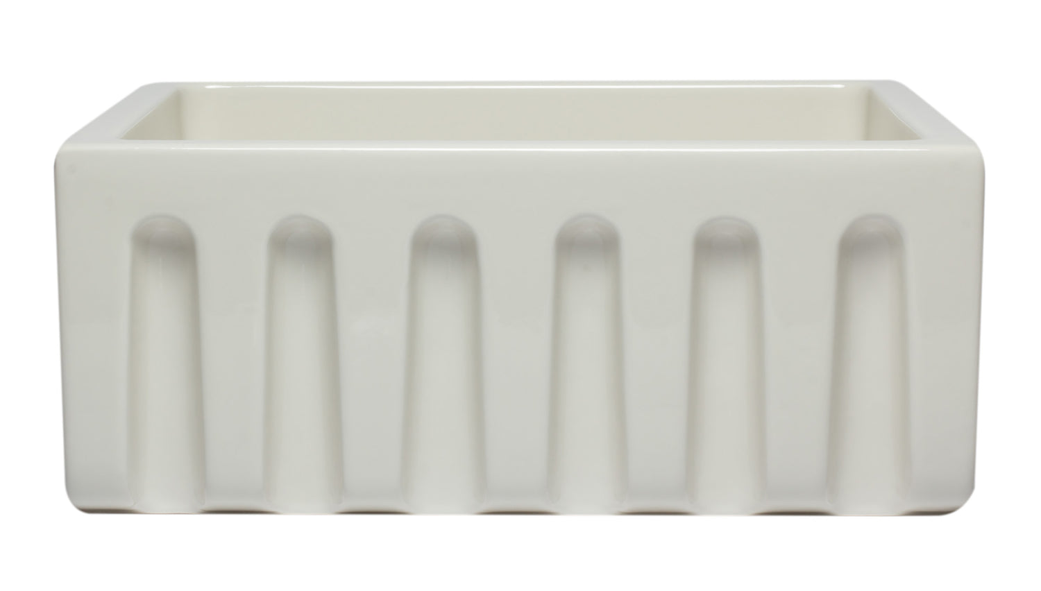 ALFI brand AB2418HS-B 24 inch Biscuit Reversible Smooth / Fluted Single Bowl Fireclay Farm Sink