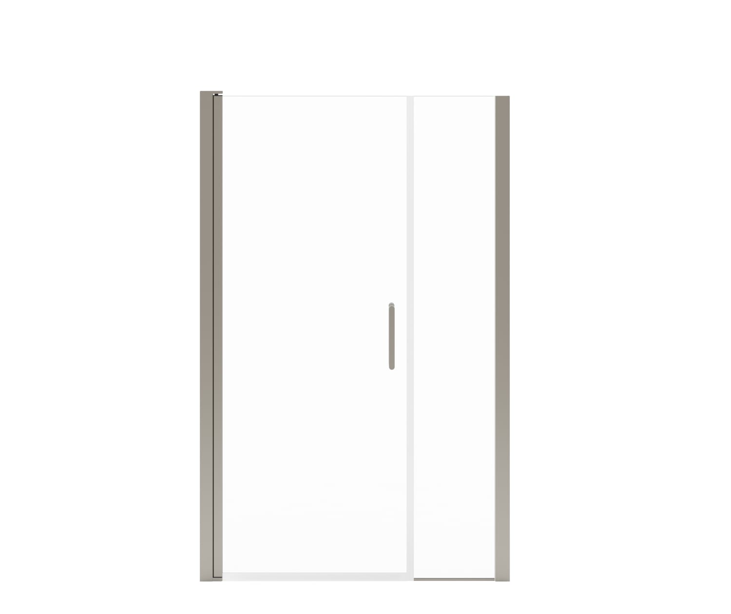 MAAX 138270-900-305-100 Manhattan 43-45 x 68 in. 6 mm Pivot Shower Door for Alcove Installation with Clear glass & Round Handle in Brushed Nickel