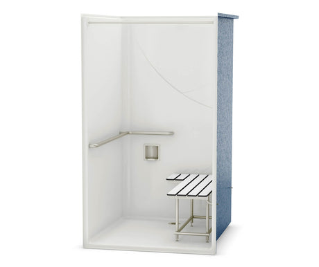 MAAX 106055-000-002-113 OPS-4248 - California Title 24 Grab Bar and Seat AcrylX Alcove Center Drain One-Piece Shower in White