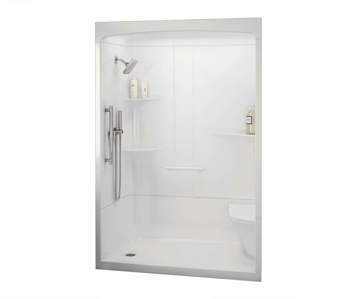 MAAX 107002-SNC-000-001 ALLIA SHR-6034 Acrylic Alcove Center Drain Three-Piece Shower in White