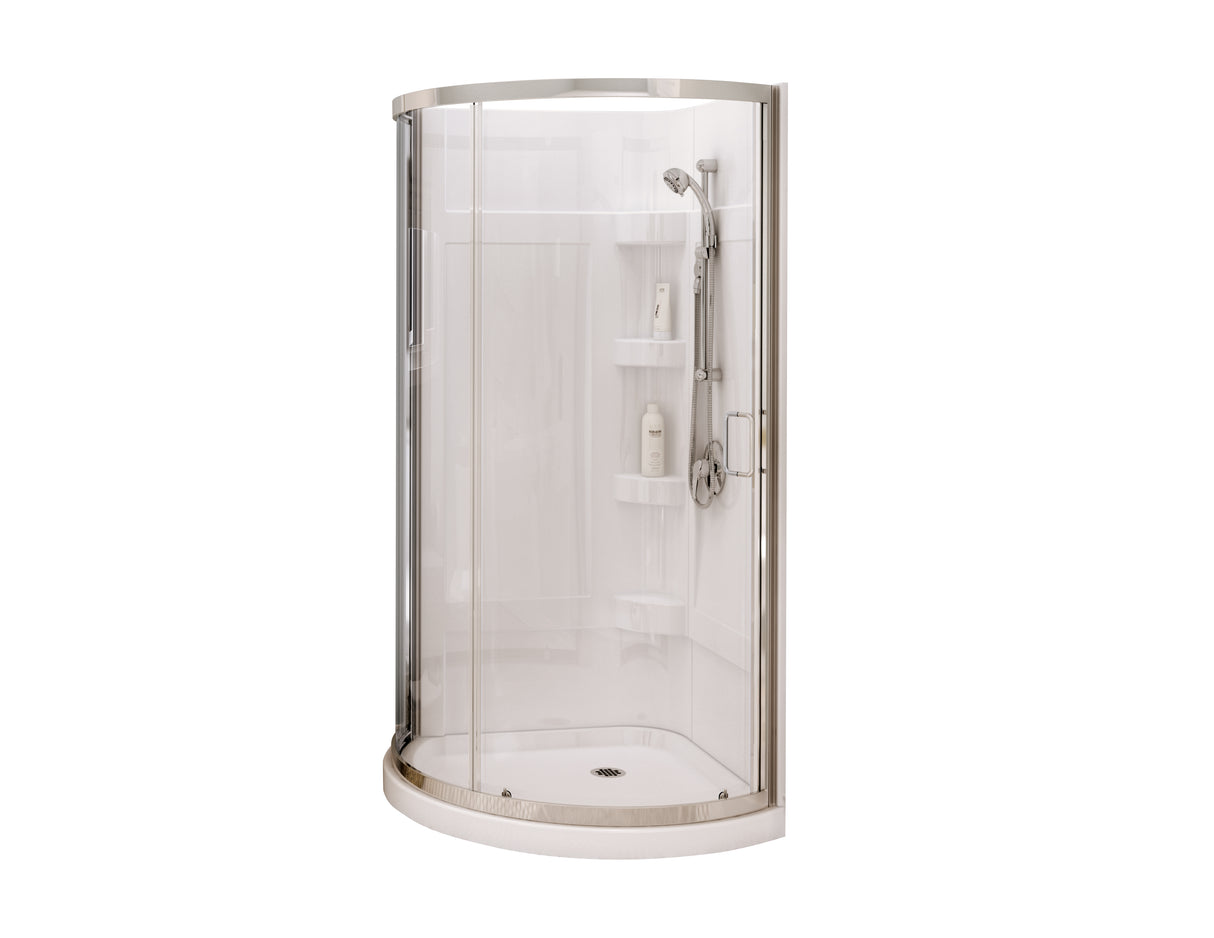 MAAX 300001-000-001-102 Cyrene 34 x 34 Acrylic Center Drain Shower Kit in White with Clear glass in Chrome