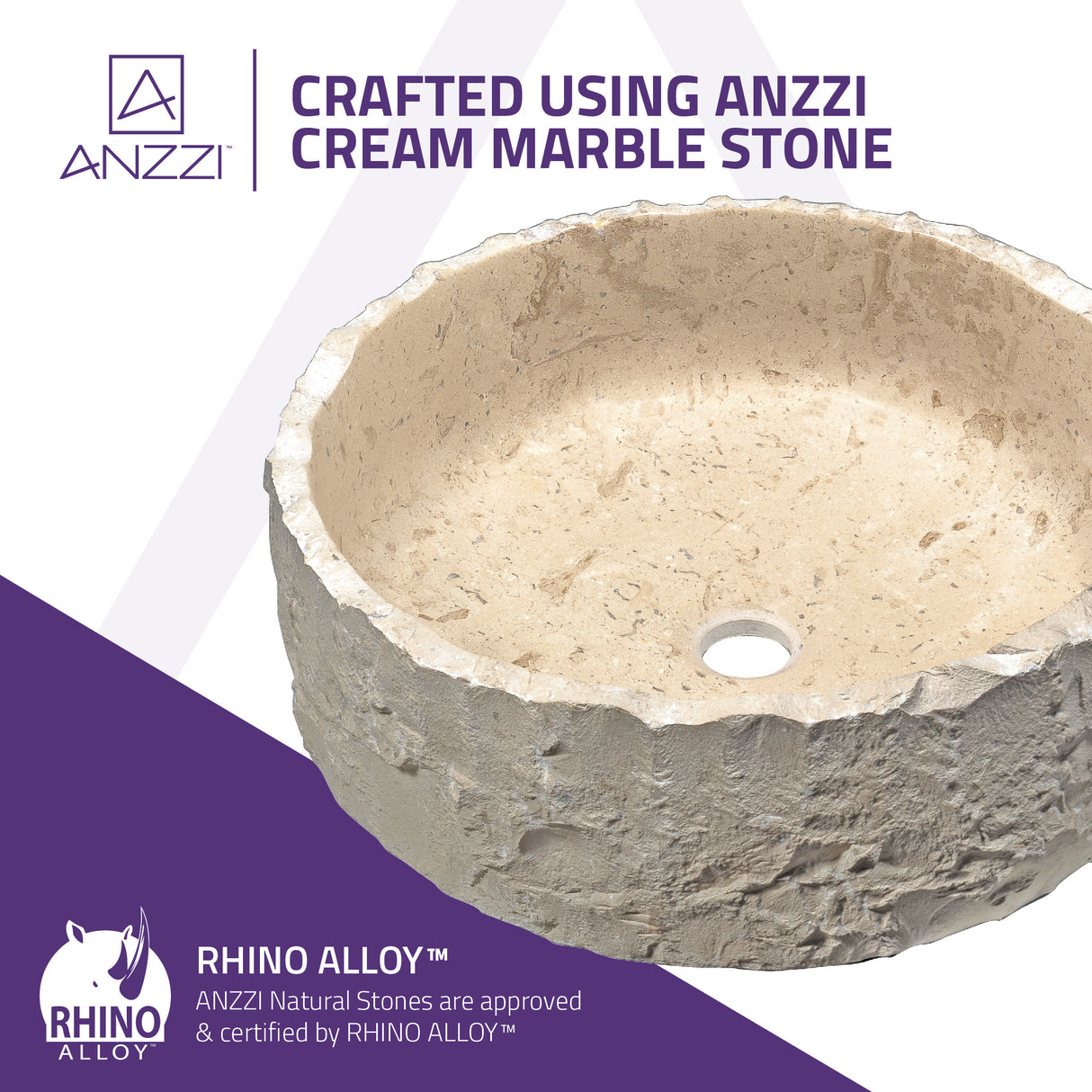 ANZZI LS-AZ8173 Iro Vessel Sink in Classic Cream Marble