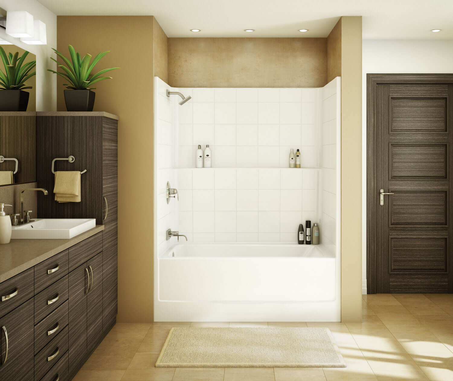 MAAX 105930-000-002-001 TSTEA Plus 60 x 32 AcrylX Alcove Left-Hand Drain One-Piece Tub Shower in White