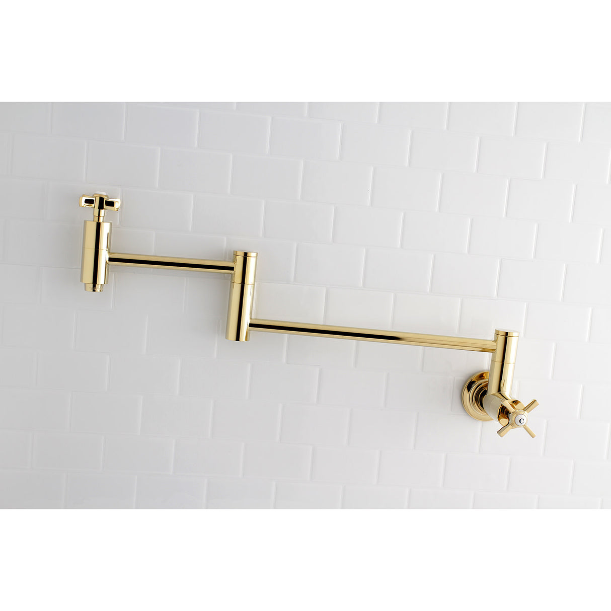 Kingston Brass KS8102ZX Millennium Wall Mount Pot Filler Kitchen Faucet, Polished Brass