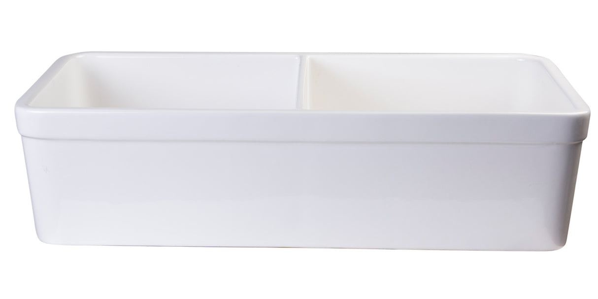 ALFI brand AB512-W White 32" Double Bowl Lip Apron Fireclay Farmhouse Kitchen Sink with 1 3/4" Lip