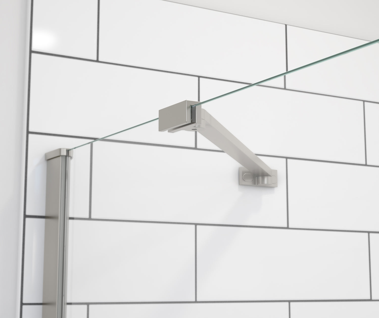 MAAX 139577-900-305-000 Reveal Sleek 71 41 ½-44 ½ x 71 ½ in. 8mm Pivot Shower Door for Alcove Installation with Clear glass in Brushed Nickel
