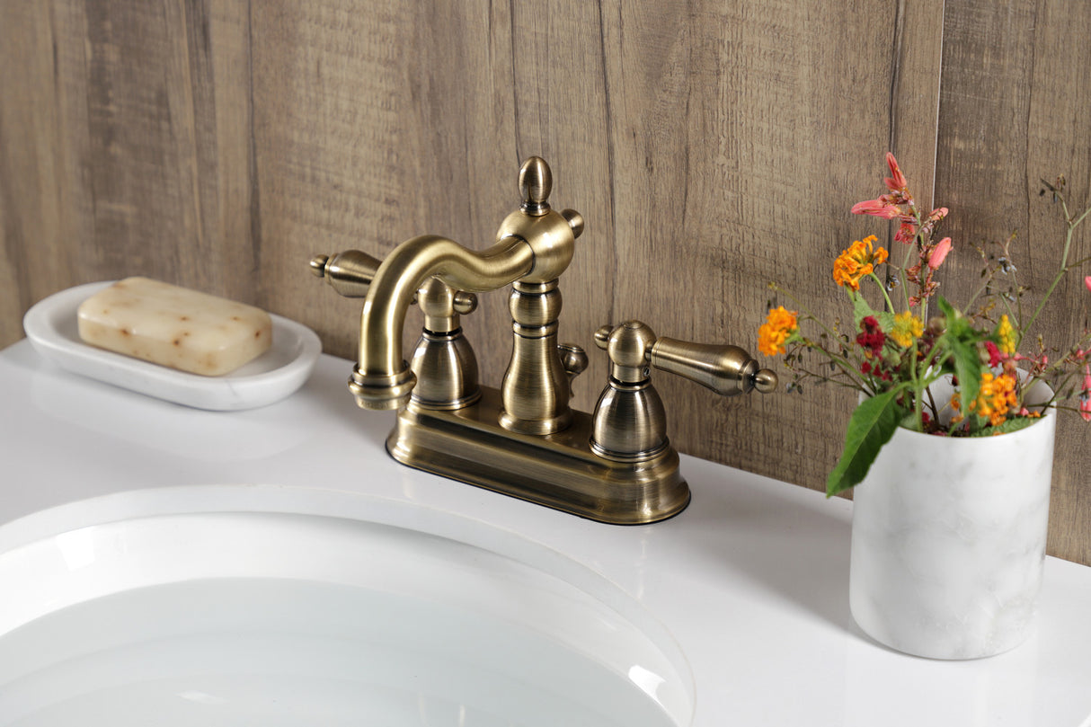 Kingston Brass KB1603AL Heritage 4 in. Centerset Bathroom Faucet, Antique Brass
