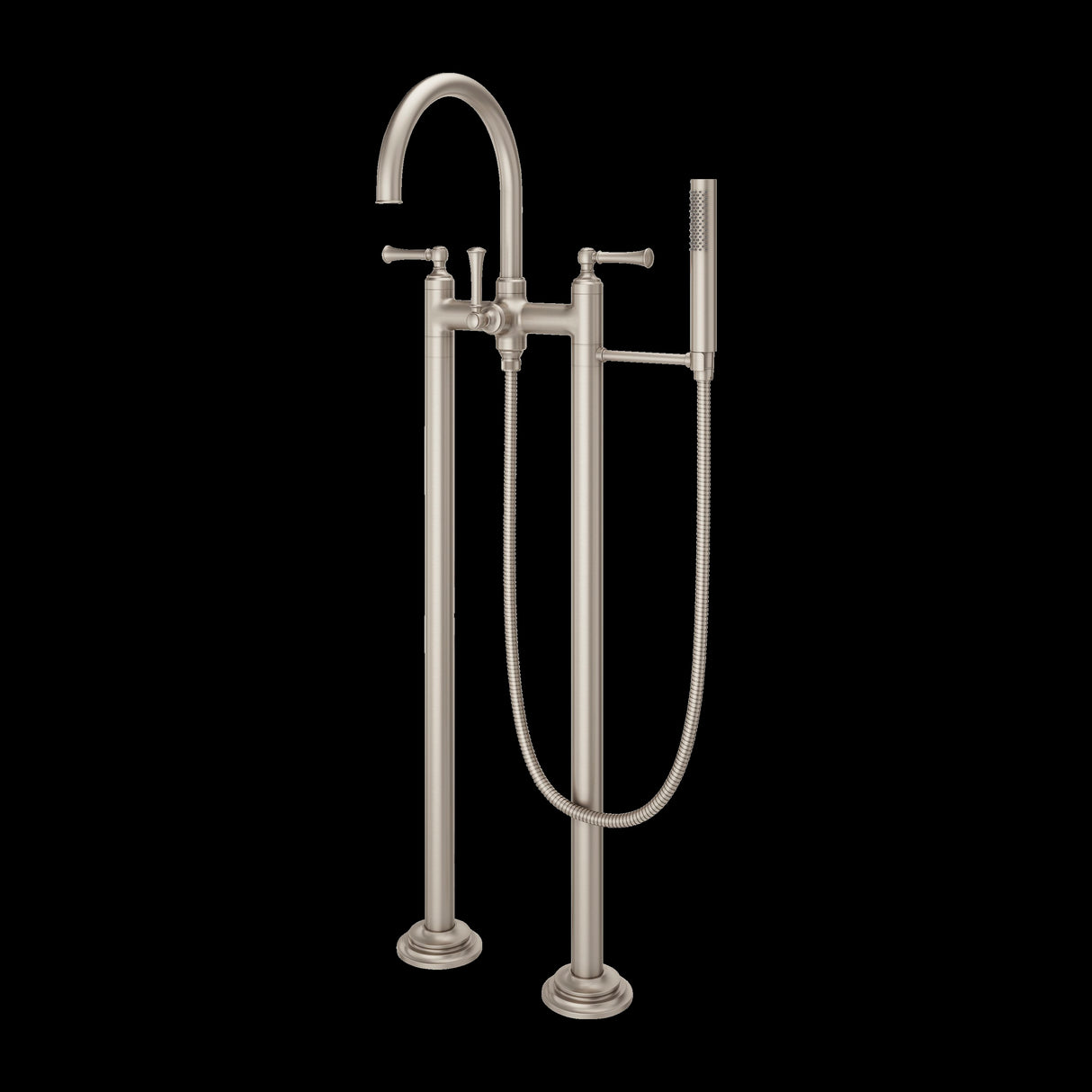Tisbury Traditional 2-Handle Tub Filler with Hand Shower in Brushed Nickel