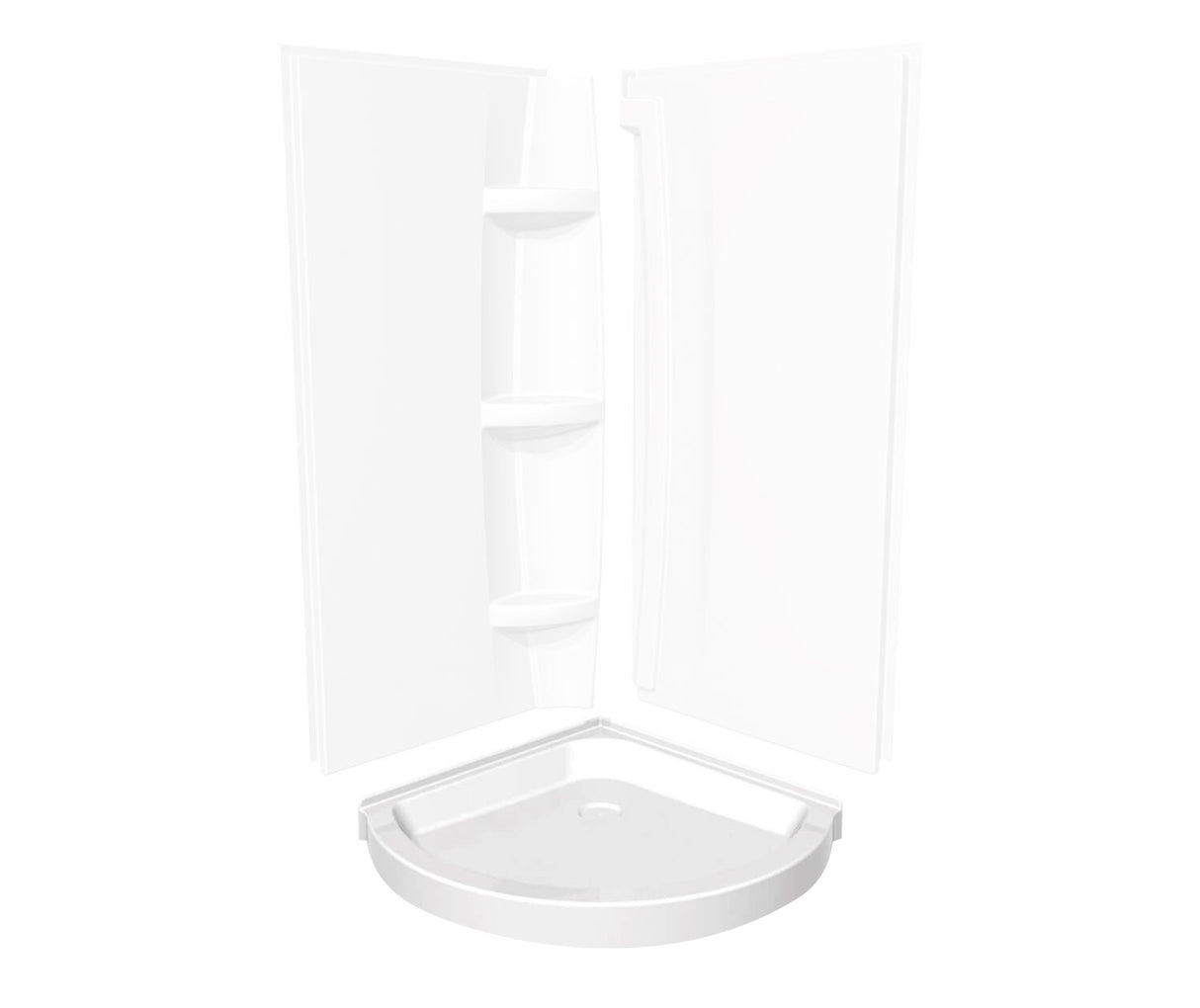 MAAX 101429-000-001-000 Round Base 36 3 in. 36 x 36 Acrylic Corner Left or Right Shower Base with Corner Drain in White