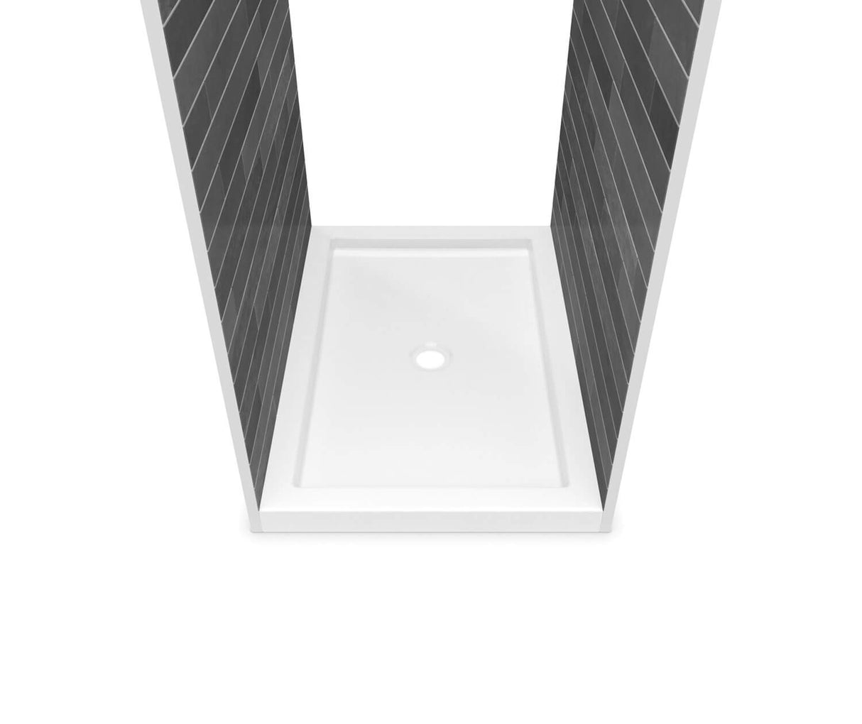 MAAX 410001-506-001-000 B3Round 4832 Acrylic Tunnel Shower Base in White with Center Drain