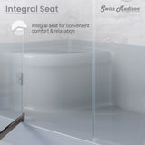 Aquatique 60 X 32 Single Threshold Shower Base With Left Hand Drain and Integral Right Hand Seat in Grey