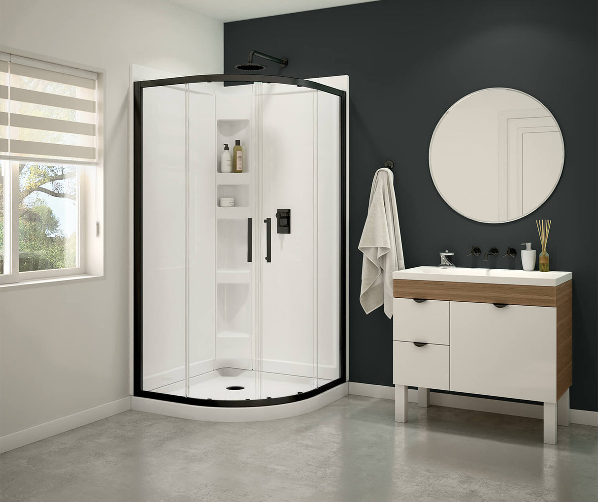 MAAX 300021-900-340-000 Daisy 38 x 38 Acrylic Center Drain Shower Kit in White with Clear glass in Chrome