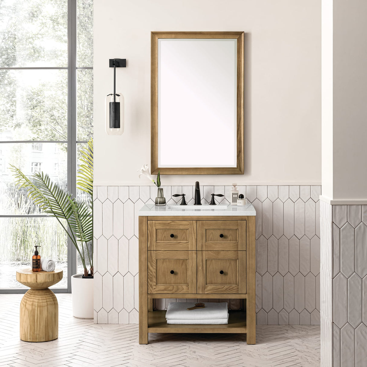 Breckenridge 30" Single Vanity, Light Natural Oak w/ 3 CM Lime Delight Top
