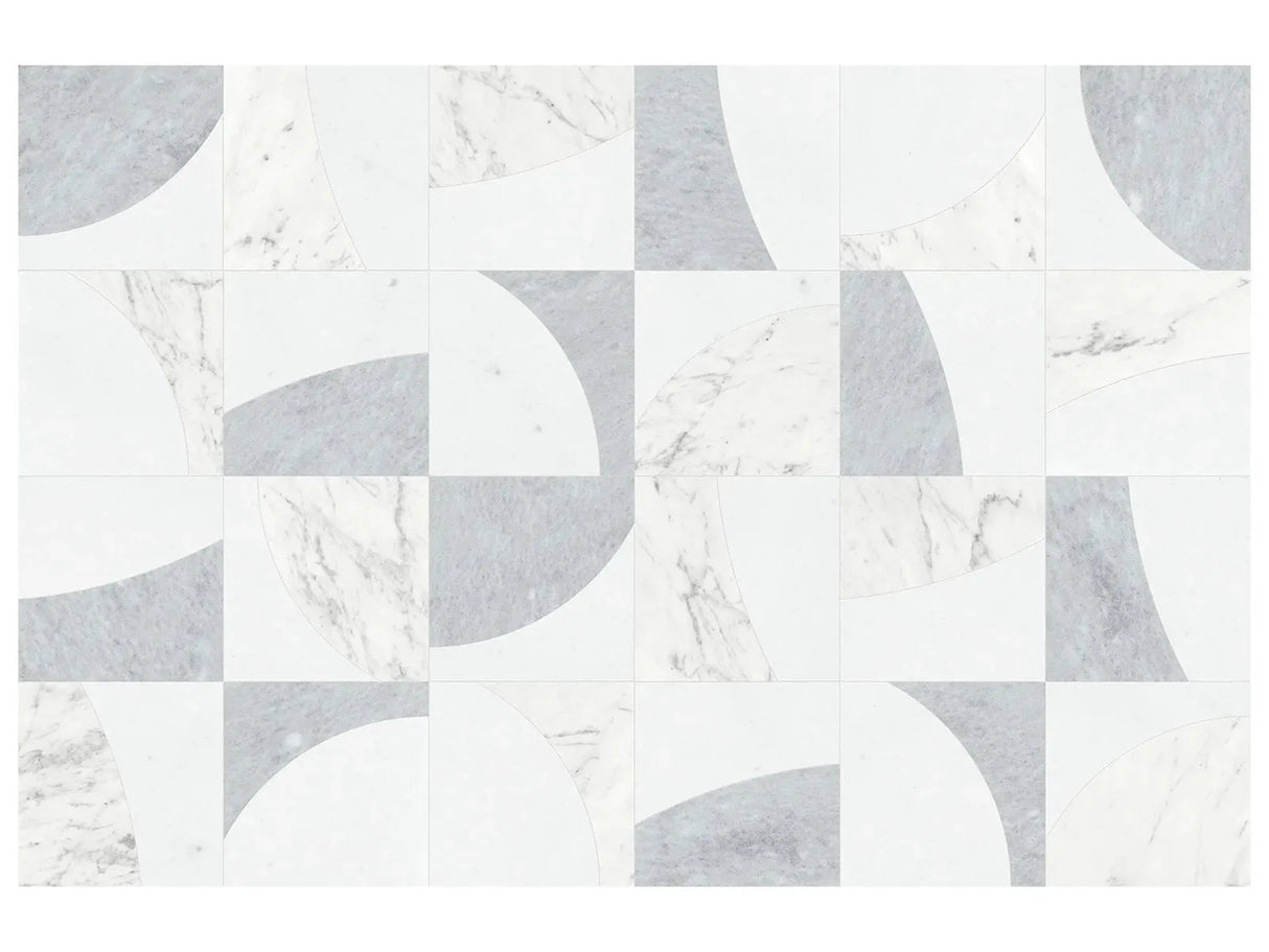 Anatolia Tile Utopio Eclypse Dove Honed Natural Stone Waterjet Mosaic 5001-0407-0 Eclypse Dove - premium natural stone mosaic tile from Anatolia Tile, available at PoshHaus showroom in Keene, NH