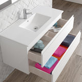 DAX Pasadena Engineered Wood and Porcelain Onix Basin with Vanity Cabinet, 40", White DAX-PAS014011-ONX