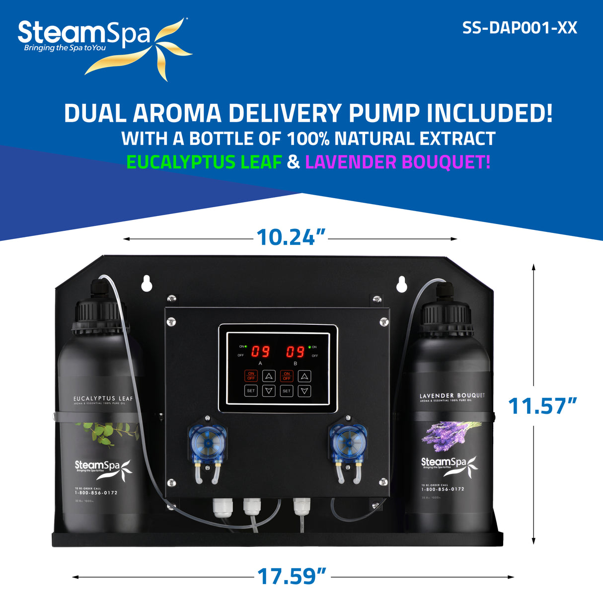 Steam Shower Generator Kit System | Gold + Self Drain Combo| Dual Bottle Aroma Oil Pump | Enclosure Steamer Sauna Spa Stall Package|Touch Screen Wifi App/Bluetooth Control Panel |7.5 kW Raven | RVB750GD-ADP RVB750GD-ADP